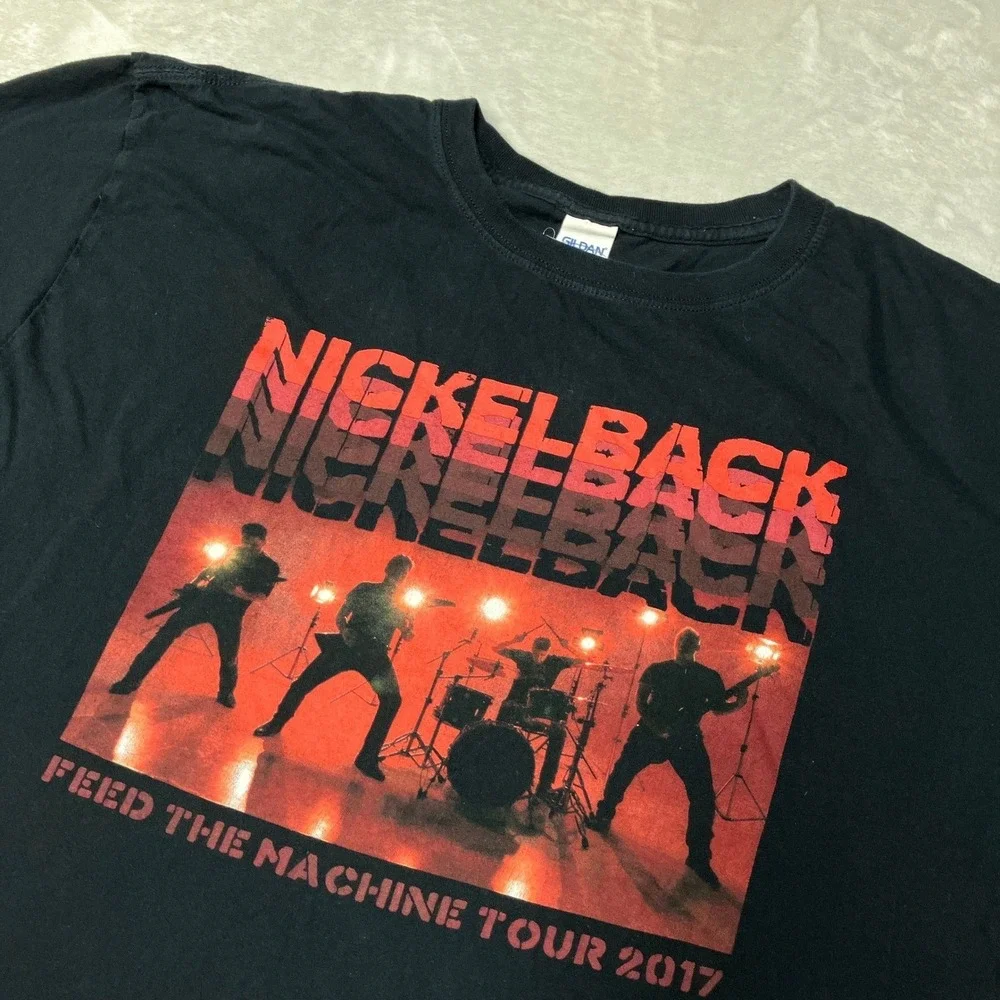 Nickelback Feed The Machine Tour 2017 T-Shirt Graphic Black Gildan Tee Mens 2XL